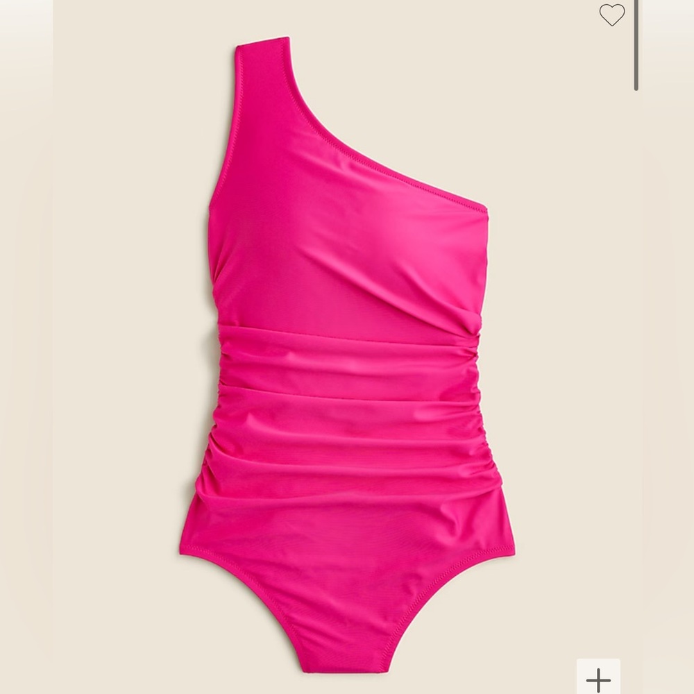NWT JCrew Sleek ruched one-shoulder one-piece swimsuit in radiant fuschia